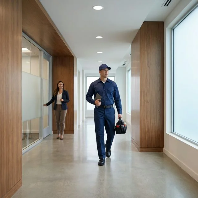 Technician performing pest inspection at a Calabasas home