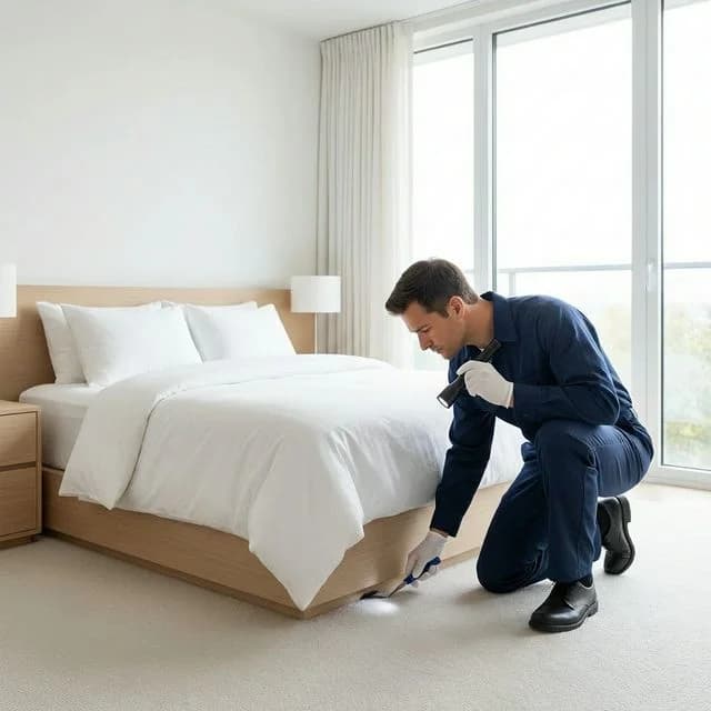 Bed bug treatment inspection in a Santa Monica apartment