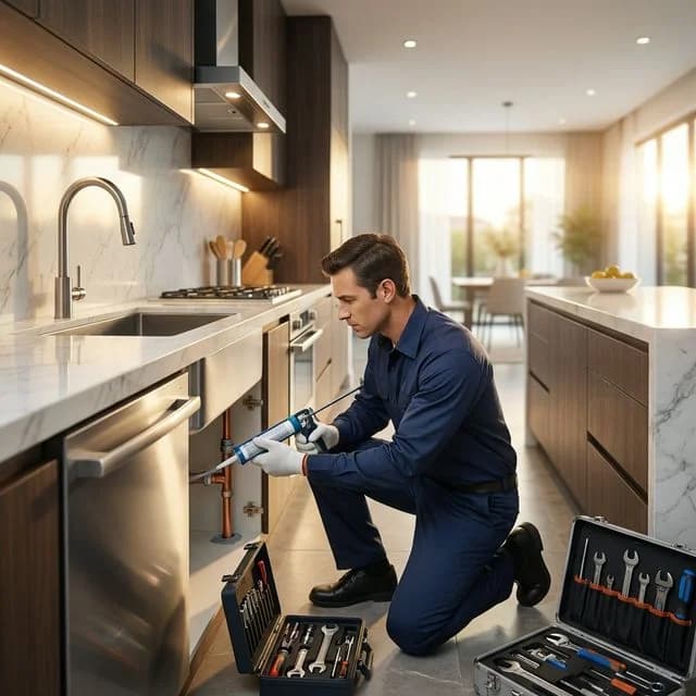 Pest control technician at a Baldwin Park family home